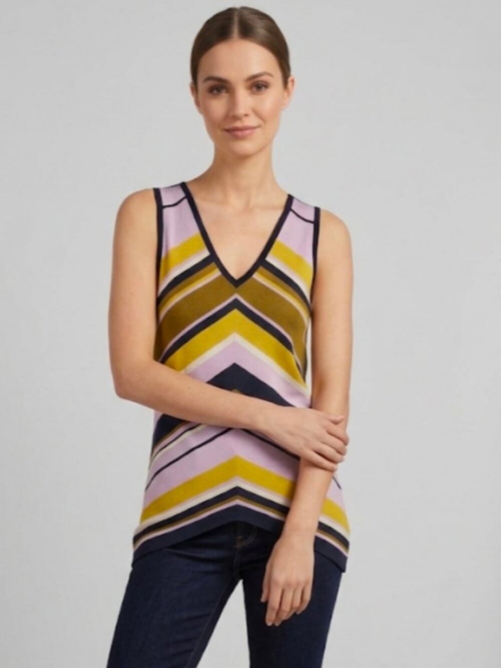Ted Baker of London Leannah Tank Top Chevron Knit Tank Size UK 4 US 12